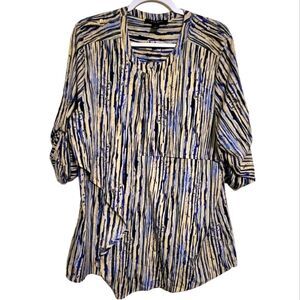 Nine West Jeans Layered Asymmetrical Abstract Print Blouse, Size XL